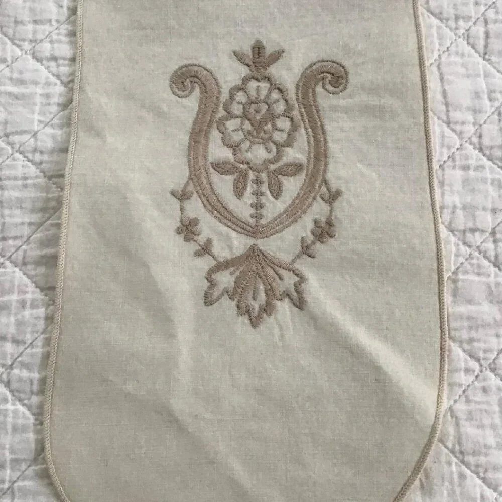 Vintage Tea Towel Guest/Powder Room, Linen, Off White, Flower Embroidery‎ (6)